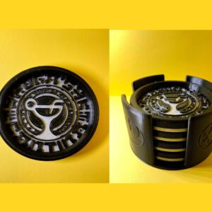 Oga's Cantina 3D Printed Coaster Star Wars Land w Cork Bottom - Two Tone or Solid Color - Optional 4 Coaster Holder