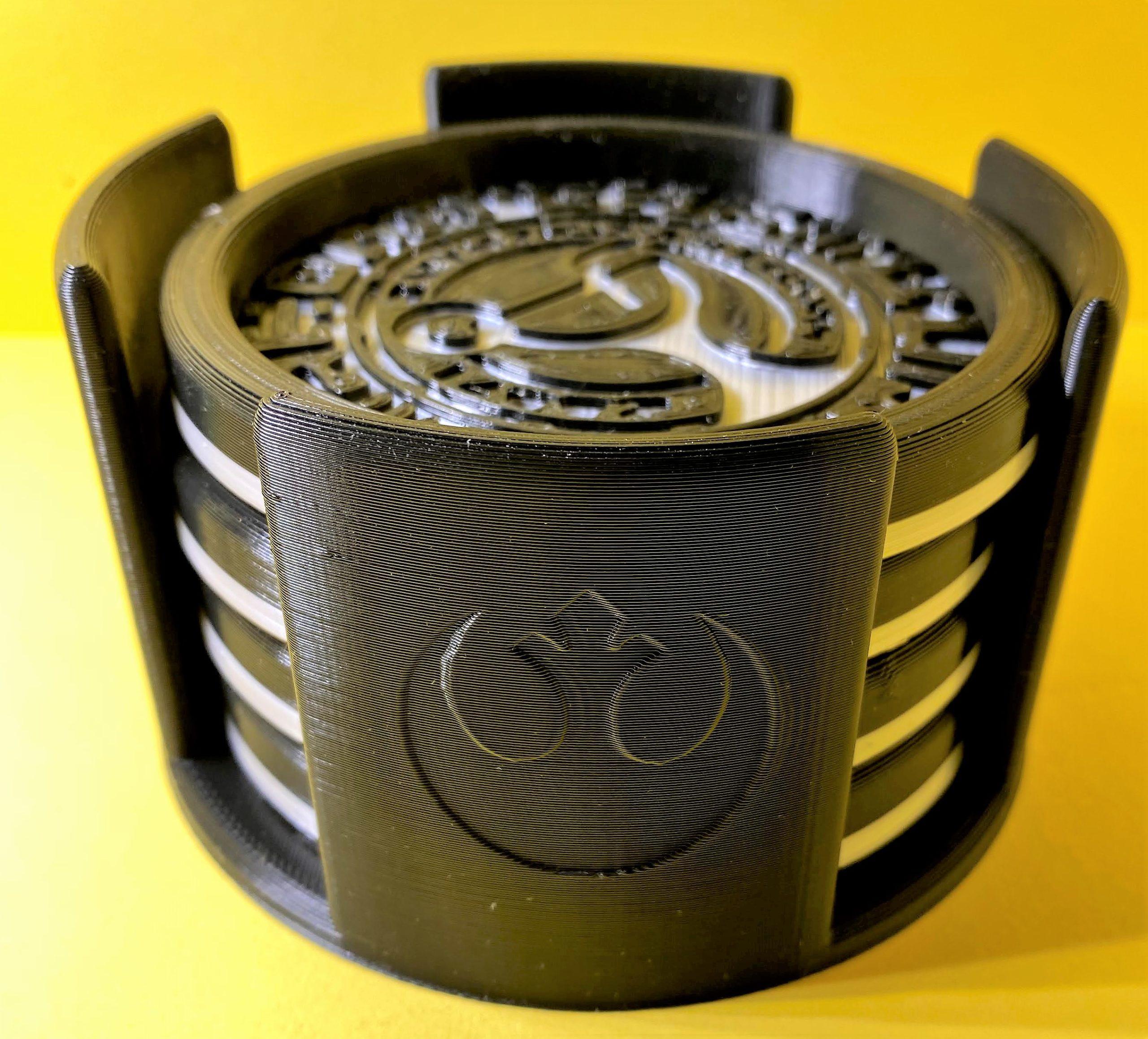 Oga's Cantina 3D Printed Coaster Star Wars Land w Cork Bottom - Two Tone or Solid Color - Optional 4 Coaster Holder - Image 2